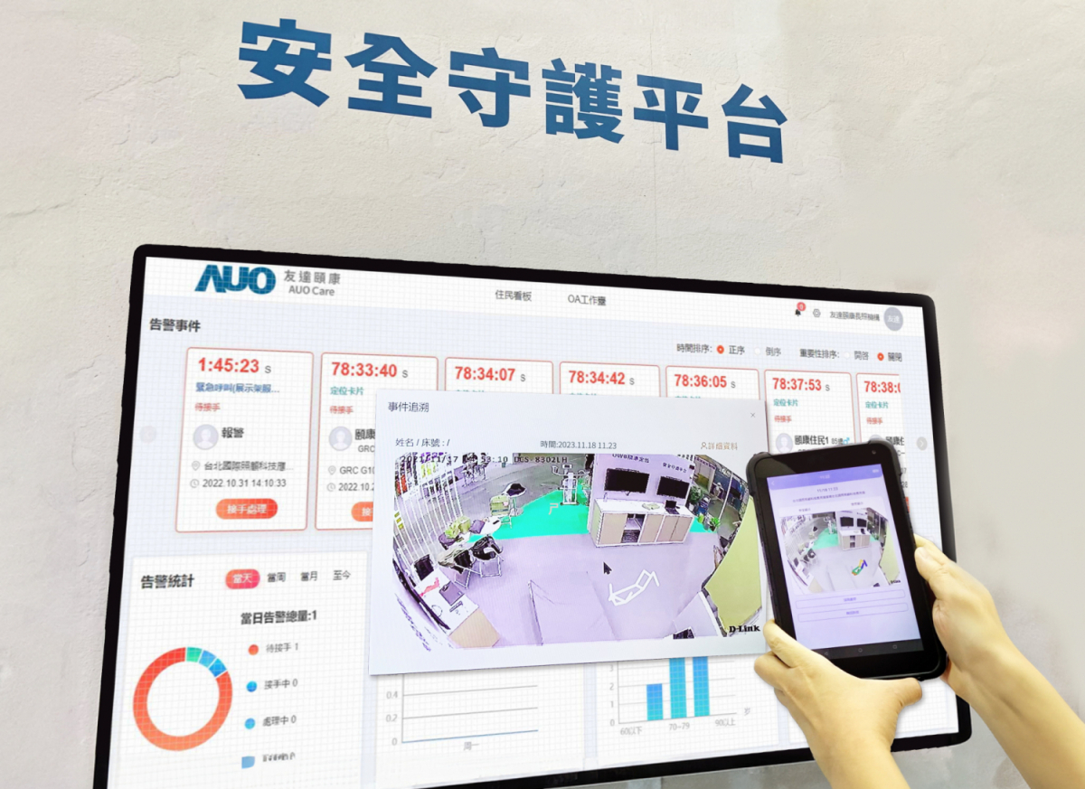 OD体育颐康整合软硬件包含跌倒侦测、智能床垫和紧急呼叫管理等，透过安全守护平台进行IoT设备统一监控与管理，提供长照场域落实安全守护方案