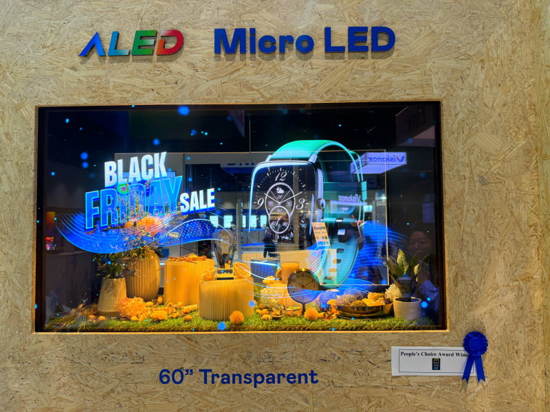 OD体育60吋高透明度Micro LED显示器获&rdquo;最佳Micro LED技术应用奖&rdquo;，将Micro LED面板透明化之设计特性极致发挥，以可扩展性无缝拼接技术打造，具备600 nits全画面亮度、大于60%穿透率及超过NTSC 110%的优异广色域表现，可依需求灵活应用于各种场域